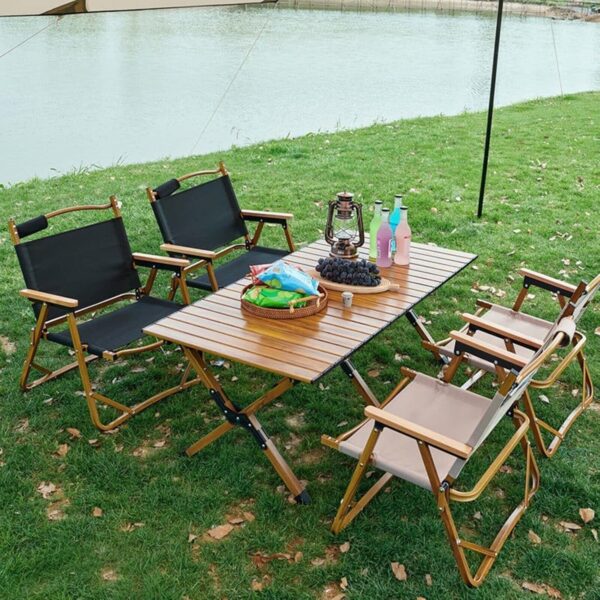 EMIRATES LIVING Portable Folding Roll-Up Wood Picnic Table: Ideal for Outdoor Camping, Beach BBQs, Fishing, and Backyard Gatherings - Image 9