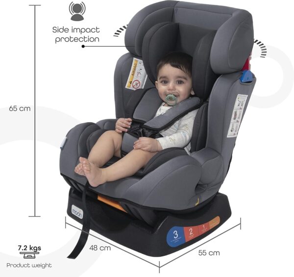EMIRATES LIVING Ultimate Baby Car Seat for Safety & Comfort – Adjustable, Lightweight, Easy Installation, 5-Point Harness, Side Impact Protection, and Washable Cover for Newborns & Toddlers (GRAY) - Image 4