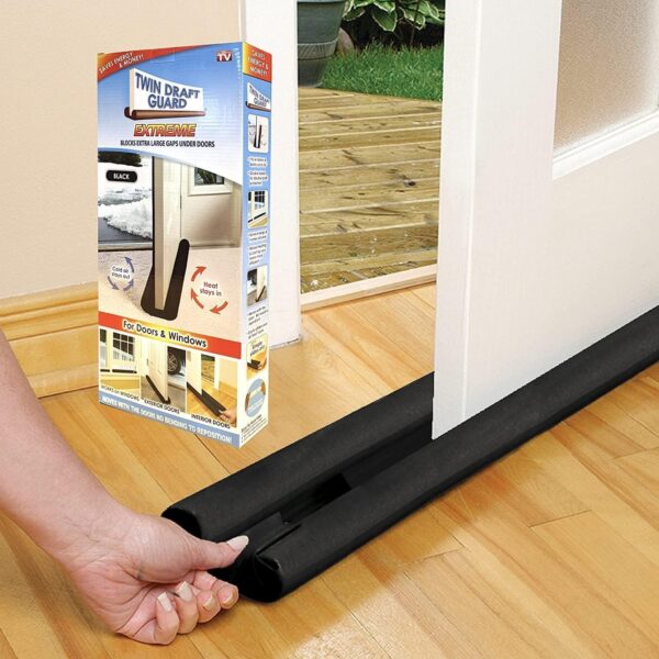 Emirates Living In-House Door Draft Stopper, 30'' to 38'' Under Door Draft Blocker Window Breeze Blocker, Noise Sound Light Smell Blocker for Doors and Windows, Grey - Image 2