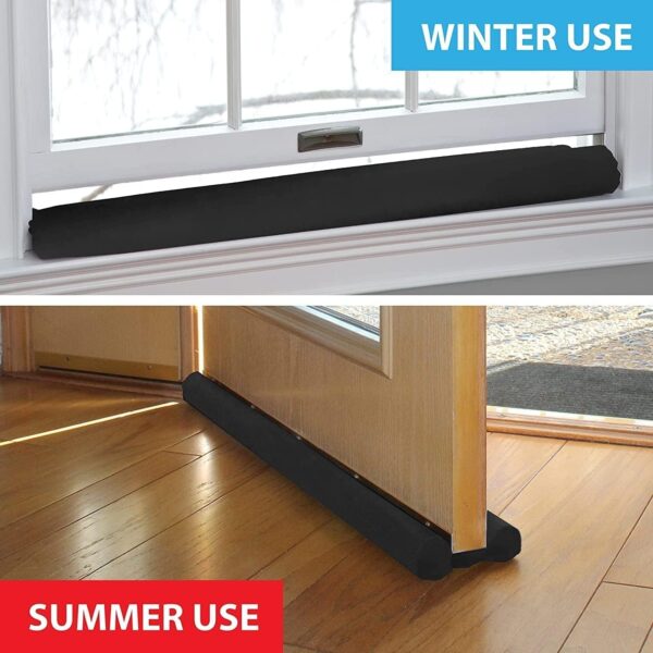 Emirates Living In-House Door Draft Stopper, 30'' to 38'' Under Door Draft Blocker Window Breeze Blocker, Noise Sound Light Smell Blocker for Doors and Windows, Grey - Image 3