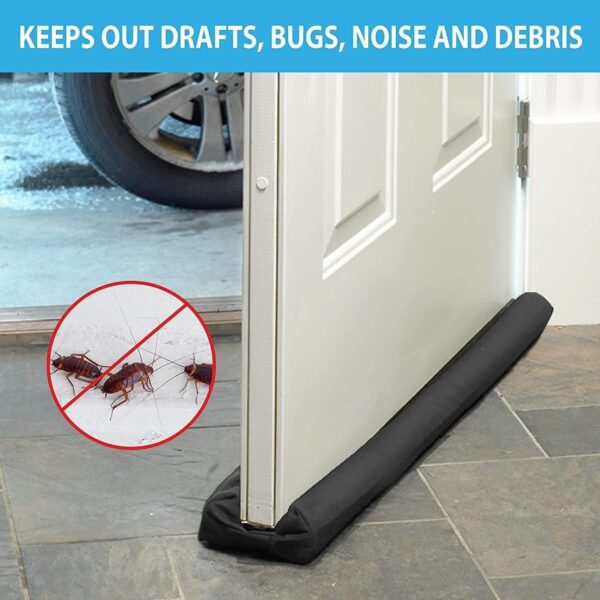 Emirates Living In-House Door Draft Stopper, 30'' to 38'' Under Door Draft Blocker Window Breeze Blocker, Noise Sound Light Smell Blocker for Doors and Windows, Grey - Image 4