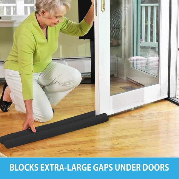 Emirates Living In-House Door Draft Stopper, 30'' to 38'' Under Door Draft Blocker Window Breeze Blocker, Noise Sound Light Smell Blocker for Doors and Windows, Grey - Image 5