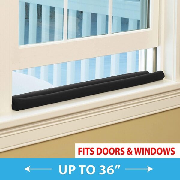 Emirates Living In-House Door Draft Stopper, 30'' to 38'' Under Door Draft Blocker Window Breeze Blocker, Noise Sound Light Smell Blocker for Doors and Windows, Grey - Image 6