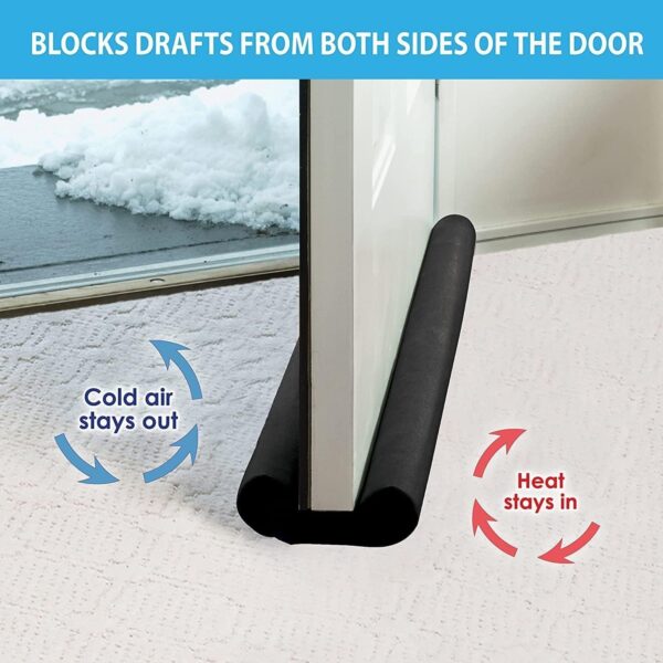 Emirates Living In-House Door Draft Stopper, 30'' to 38'' Under Door Draft Blocker Window Breeze Blocker, Noise Sound Light Smell Blocker for Doors and Windows, Grey - Image 7