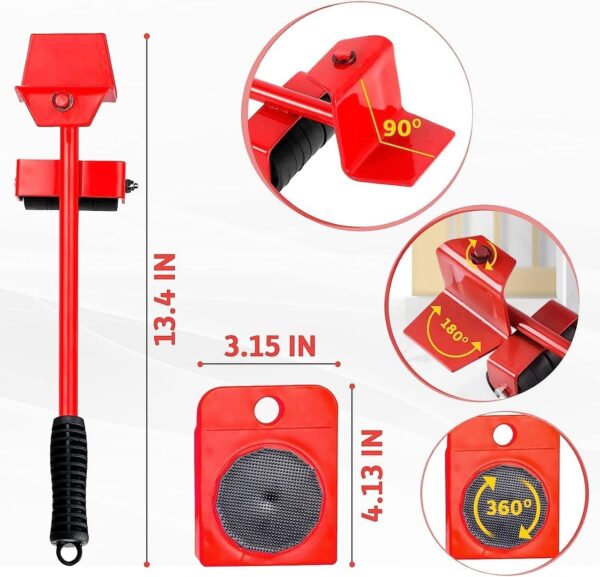 Emirates Living Furniture Lifter with 4 Pack Moving Sliders, Heavy Duty Transport Shifter Saving Crowbar Hand Tool Set for Sofas, Desks, and Refrigerators - Image 3