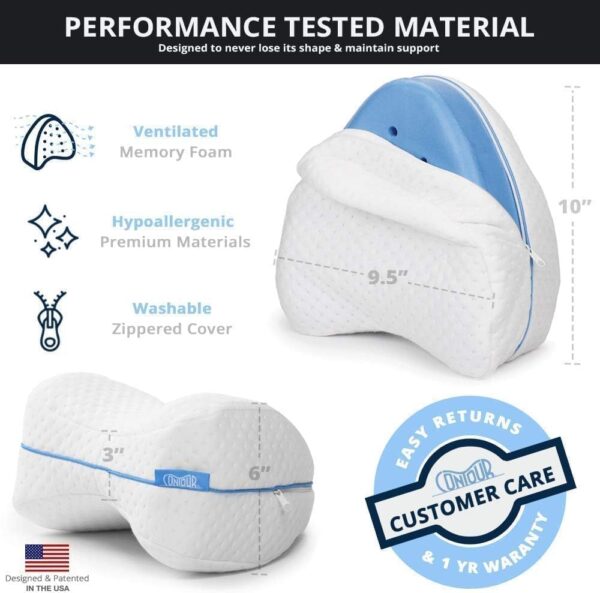 Emirates Living Ultra Soft Memory Foam Knee Pillow for Pain Relief/Orthopedic Leg Pillow Designed for Side Sleepers, Leg, Pregnancy, Back, Hip Pain with Washable Cover - Image 4