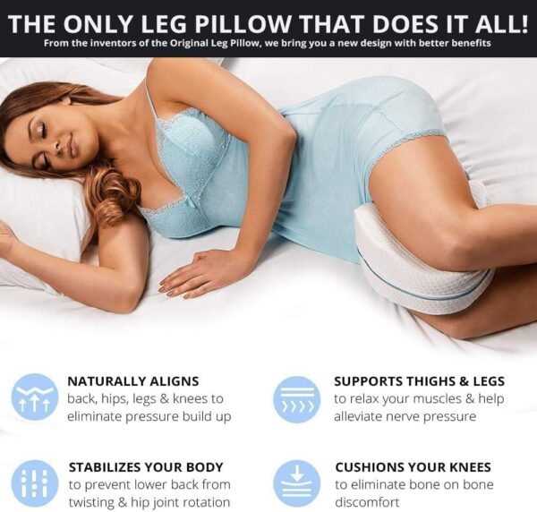 Emirates Living Ultra Soft Memory Foam Knee Pillow for Pain Relief/Orthopedic Leg Pillow Designed for Side Sleepers, Leg, Pregnancy, Back, Hip Pain with Washable Cover - Image 5