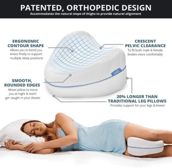 Emirates Living Ultra Soft Memory Foam Knee Pillow for Pain Relief/Orthopedic Leg Pillow Designed for Side Sleepers, Leg, Pregnancy, Back, Hip Pain with Washable Cover - Image 6
