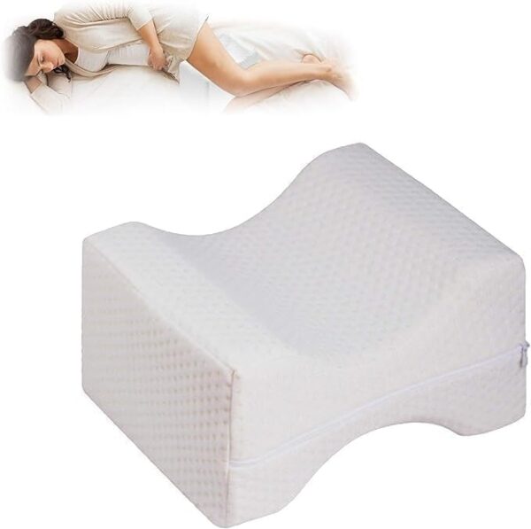 Emirates Living Knee Pillow for Side Sleepers Orthopedic Wedge Contour Leg Pillows Memory Foam for Back Hip Leg Joint Pain with Removable Washable Cover (White) - Image 4
