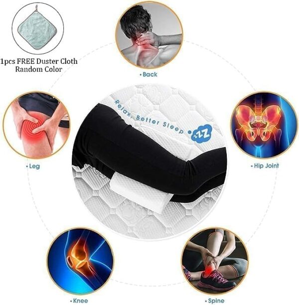 Emirates Living Knee Pillow for Side Sleepers Orthopedic Wedge Contour Leg Pillows Memory Foam for Back Hip Leg Joint Pain with Removable Washable Cover (White) - Image 5