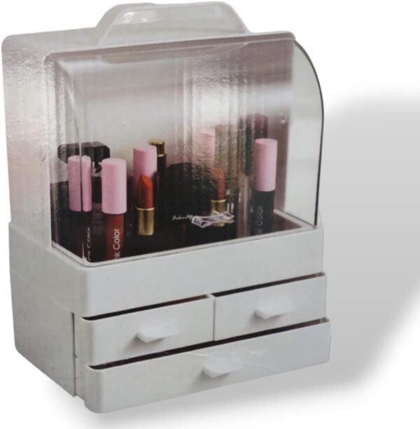 Emirates Living Modern Makeup Storage Organizer Box Cosmetics storage display rack with drawer，Waterproof, dustproof, elegant display cabinet，Suitable for bathroom countertop, bedroom dresser