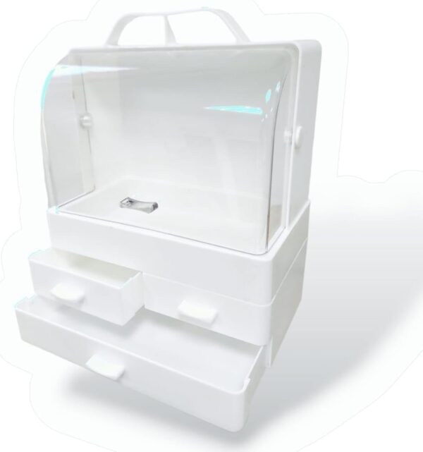 Emirates Living Modern Makeup Storage Organizer Box Cosmetics storage display rack with drawer，Waterproof, dustproof, elegant display cabinet，Suitable for bathroom countertop, bedroom dresser - Image 2