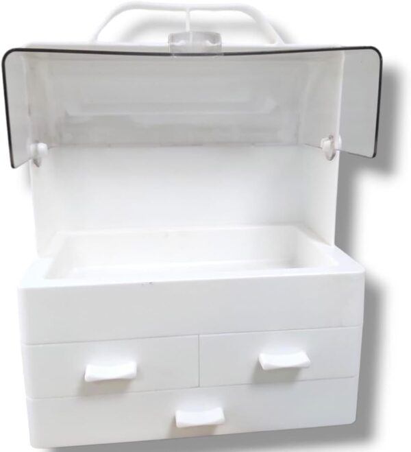 Emirates Living Modern Makeup Storage Organizer Box Cosmetics storage display rack with drawer，Waterproof, dustproof, elegant display cabinet，Suitable for bathroom countertop, bedroom dresser - Image 3