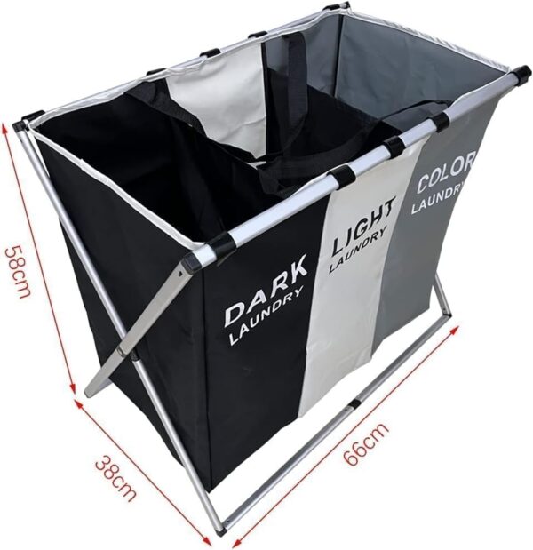 Emirates Living Large Laundry Basket Bags Foldable,3-Section Laundry Hamper Portable Dirty Clothes Bag Sorter - Image 3