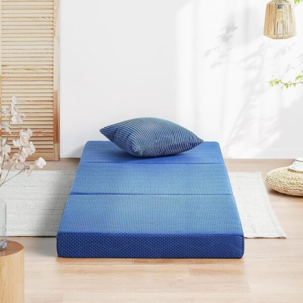 Emirates Living Tri-Folding Foam Mattress, 4" Single Size, Play Mat, Foldable Bed, Guest Beds, Portable Bed