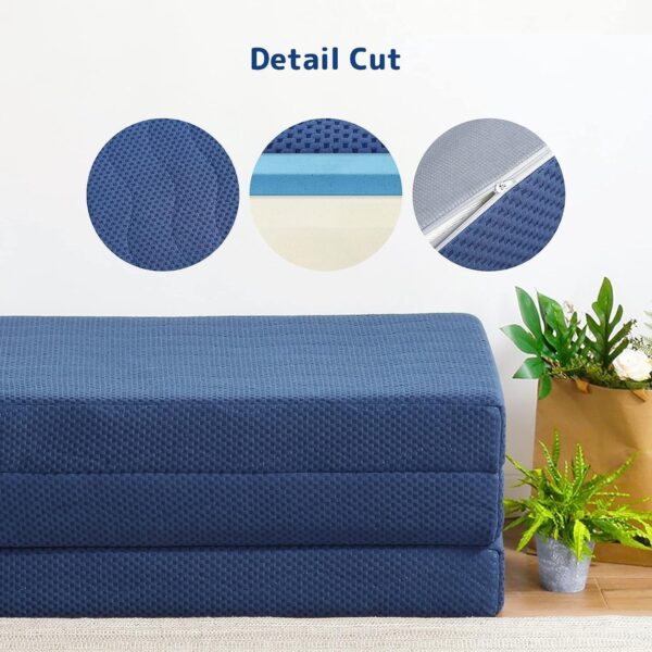 Emirates Living Tri-Folding Foam Mattress, 4" Single Size, Play Mat, Foldable Bed, Guest Beds, Portable Bed - Image 6