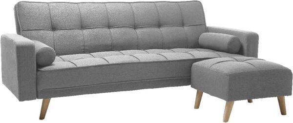 Emirates Living Light luxury fabric sofa bed sectional Furniture with square ottoman