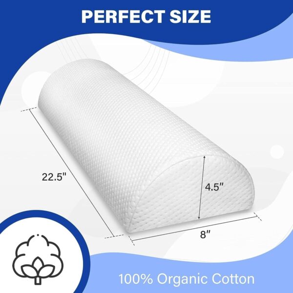 EMIRATES LIVING Back Pain Relief Bolster Pillow - Half Moon Knee Pillow for Side, Stomach Sleepers - Semi Roll Round Lumbar Leg Wedge - Reduce Neck Spine Hip Ankle Stress - Image 3