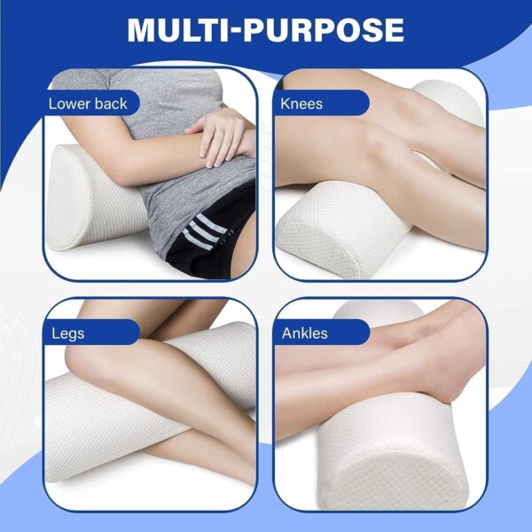 EMIRATES LIVING Back Pain Relief Bolster Pillow - Half Moon Knee Pillow for Side, Stomach Sleepers - Semi Roll Round Lumbar Leg Wedge - Reduce Neck Spine Hip Ankle Stress - Image 5