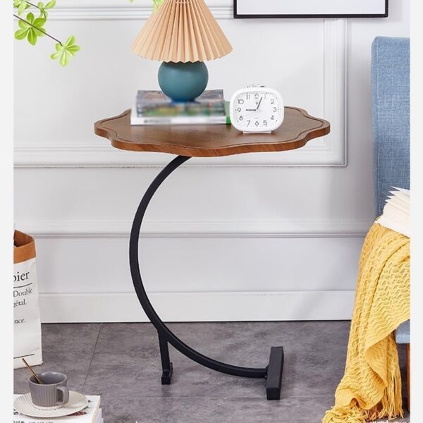Emirates Living C-Shaped End Table, Small Side Table Next to Sofa Bed, C-Shaped Side Table in Living Room and Bedroom, C-Shaped Side Table, Single Layer