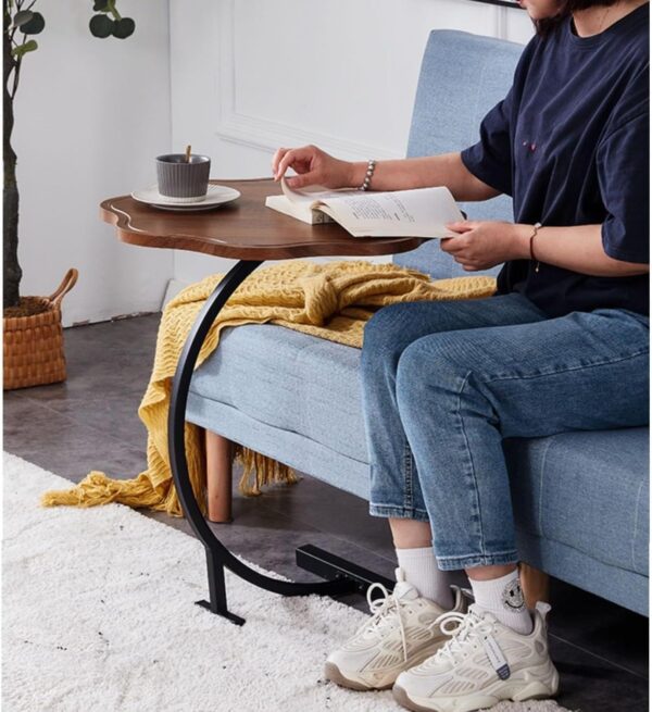 Emirates Living C-Shaped End Table, Small Side Table Next to Sofa Bed, C-Shaped Side Table in Living Room and Bedroom, C-Shaped Side Table, Single Layer - Image 7