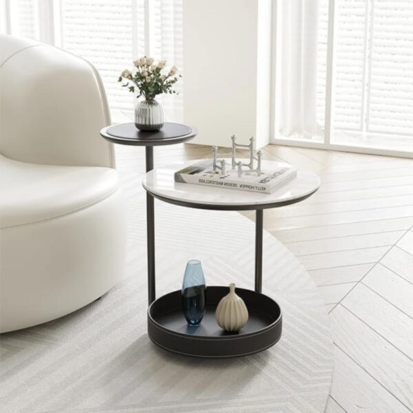 Emirates Living End Table 3 Tiers coffe table Sofa Side Table - Wood Nightstand with Storage Shelf - Modern Plant Stand in Living Room - Image 3