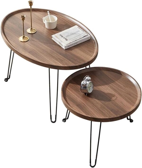 Emirates Living Wooden Coffee Tables, 2PCS Combo Sofa Side Table, Small Dining Table with Floor Seat, Study Table/Desk in Bed