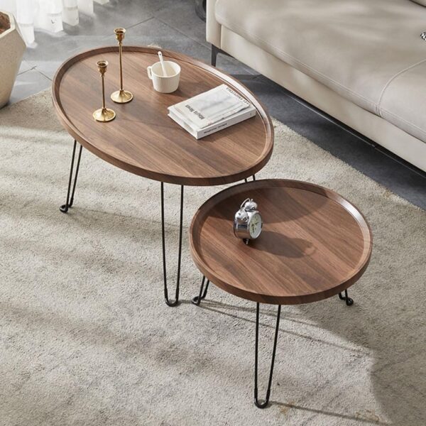 Emirates Living Wooden Coffee Tables, 2PCS Combo Sofa Side Table, Small Dining Table with Floor Seat, Study Table/Desk in Bed - Image 2