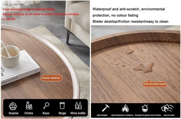 Emirates Living Wooden Coffee Tables, 2PCS Combo Sofa Side Table, Small Dining Table with Floor Seat, Study Table/Desk in Bed - Image 5