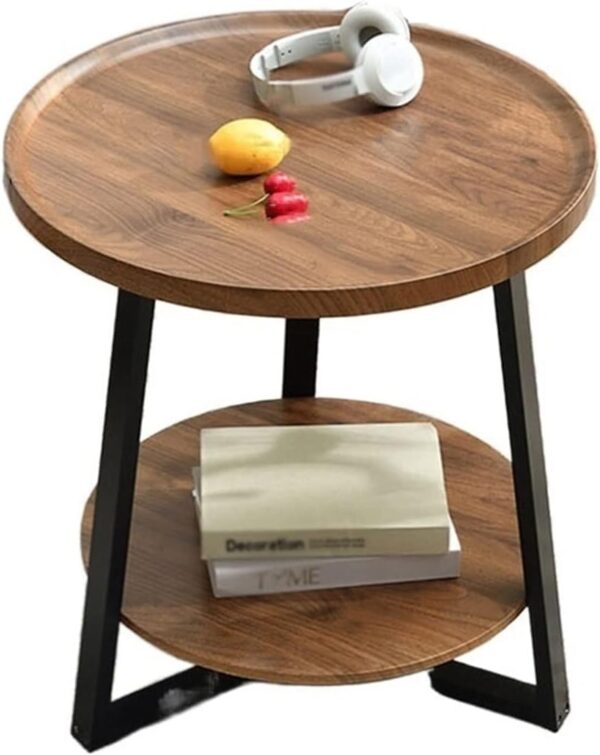 Emirates Living Modern Light Luxury Style Round Double-Layer Walnut Coffee Table, Suitable for Home Living Room Decoration