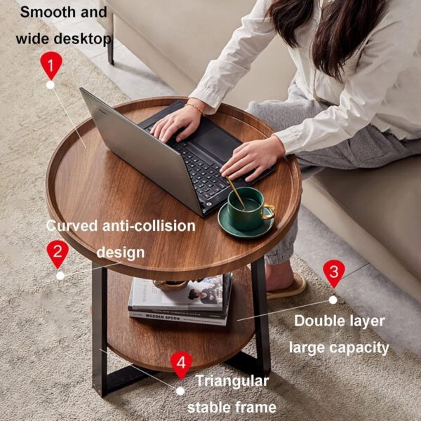 Emirates Living Modern Light Luxury Style Round Double-Layer Walnut Coffee Table, Suitable for Home Living Room Decoration - Image 4