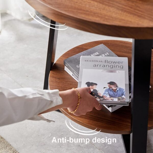 Emirates Living Modern Light Luxury Style Round Double-Layer Walnut Coffee Table, Suitable for Home Living Room Decoration - Image 7