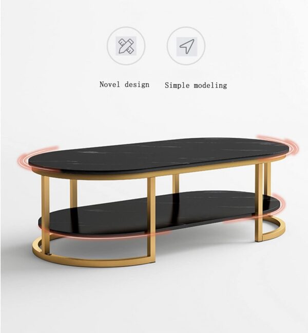 Emirates Living Room Coffee Table Decoration Accessories Luxury Writing Table White Modern Design Muebles Living Room Furniture (Black + Gold) - Image 2