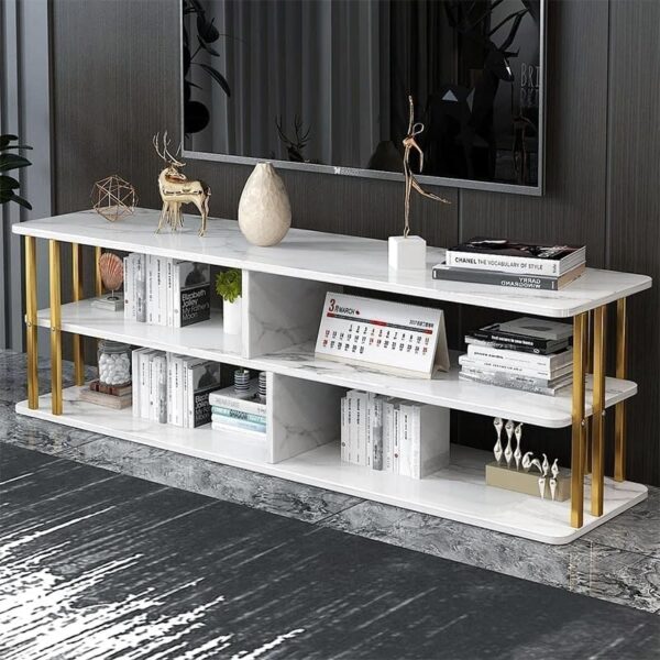 Emirates Living End Tables, Double Layer Storage Console Table Modern Simplicity TV Cabinet Multifunction Wall Console Table (WHITE) - Image 2