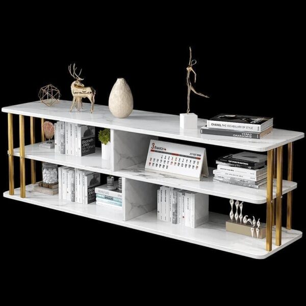 Emirates Living End Tables, Double Layer Storage Console Table Modern Simplicity TV Cabinet Multifunction Wall Console Table (WHITE) - Image 6