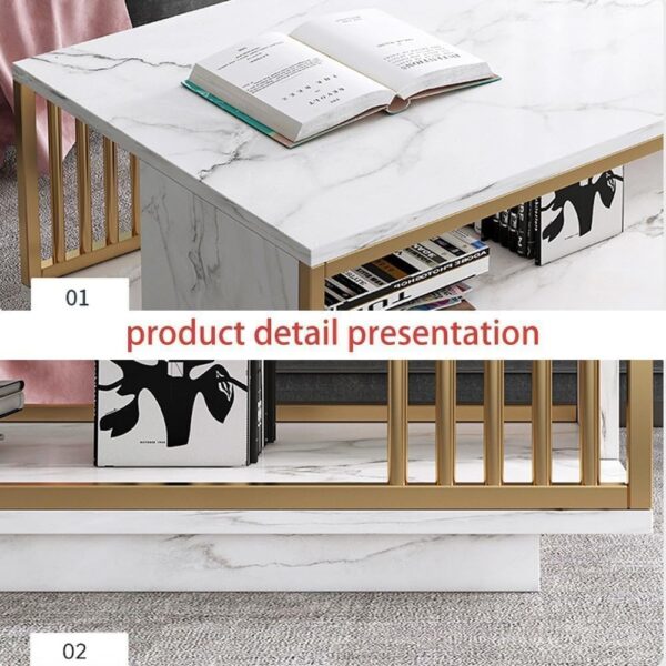 Emirates Living Durable Coffee Tables Marble Effect End Table Side Table Living Room Guest Reception Room Table Coffee Table, White Faux Marble Coffee Table for Living Room, Modern Center Table - Image 3