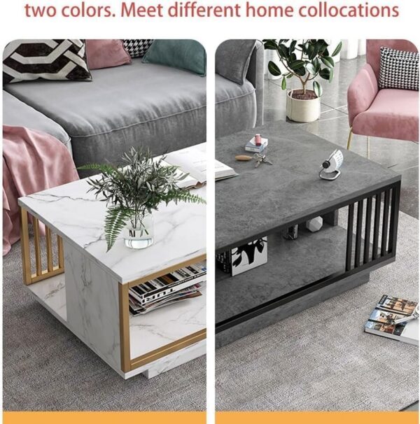 Emirates Living Durable Coffee Tables Marble Effect End Table Side Table Living Room Guest Reception Room Table Coffee Table, White Faux Marble Coffee Table for Living Room, Modern Center Table - Image 6