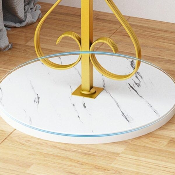 Emirates Living Elegant Round Pedestal Plant Table, 60cm Height, Wood Top, Gold/White Texture, 1 Tier, 12"L x 12"W x 24"H, Indoor Living Room Corner Metal Plant Stand - Image 7