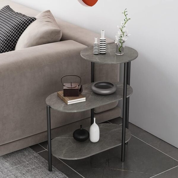 Emirates Living Room Tables Light Luxury Sofa Side Table Creative Side Table Coffee Table Wrought Iron Side Table Living Room Corner Table Three-Layer Shelf Design Make Full Use of Storage Space
