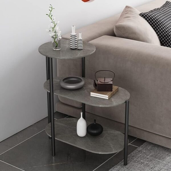 Emirates Living Room Tables Light Luxury Sofa Side Table Creative Side Table Coffee Table Wrought Iron Side Table Living Room Corner Table Three-Layer Shelf Design Make Full Use of Storage Space - Image 3