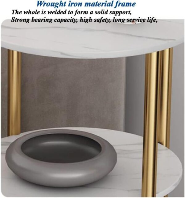 Emirates Living Room Tables Light Luxury Sofa Side Table Creative Side Table Coffee Table Wrought Iron Side Table Living Room Corner Table Three-Layer Shelf Design Make Full Use of Storage Space - Image 6