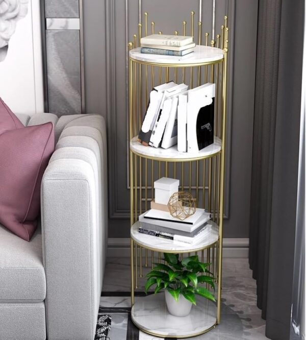 Emirates Living Corner Shelf Corner Shelves Corner Rack Freestanding 4-Tier Metal Corner Shelf Corner Bookshelf Display Rack Storage - Image 4