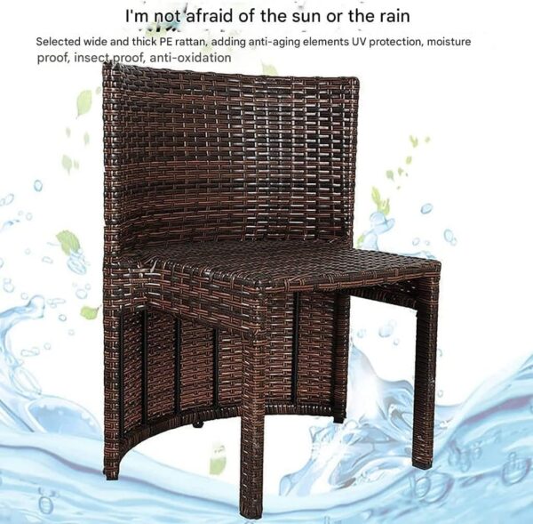 Emirates Living Stylish and Comfortable 3-Piece Outdoor Rattan Patio Furniture Set with Cushioned Chairs and Glass-Top Table Perfect for Relaxation - Brown (VI-DNS-10) - Image 2