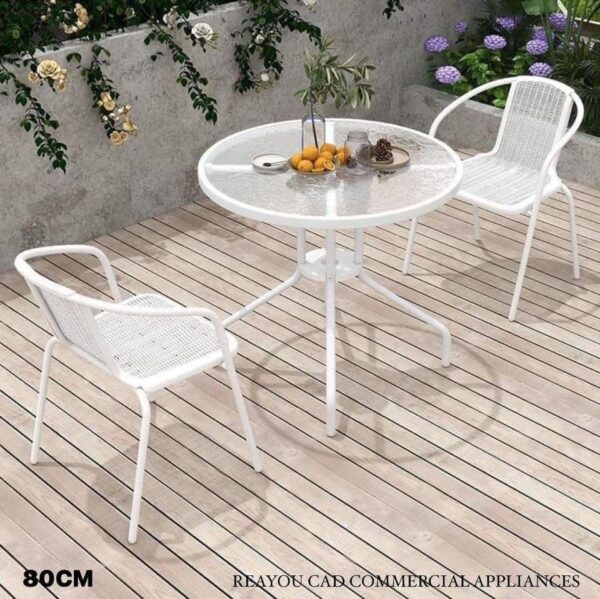 Emirates Living Garden Dining Set 3 Piece Outdoor Furniture Patio Dining Table and Chair Balcony Dinner Table Dinner Chair Poly Rattan Anthracite (White) - Image 3