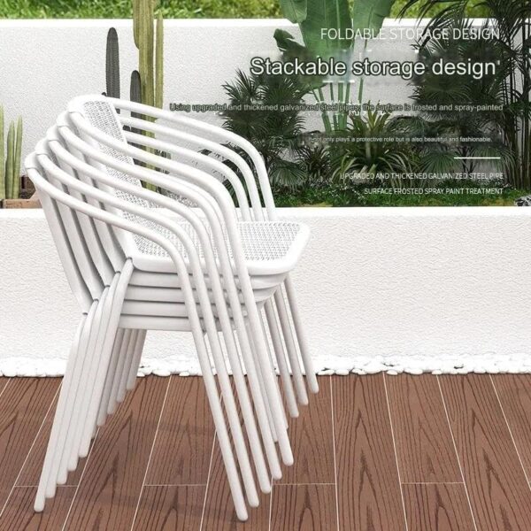 Emirates Living Garden Dining Set 3 Piece Outdoor Furniture Patio Dining Table and Chair Balcony Dinner Table Dinner Chair Poly Rattan Anthracite (White) - Image 5