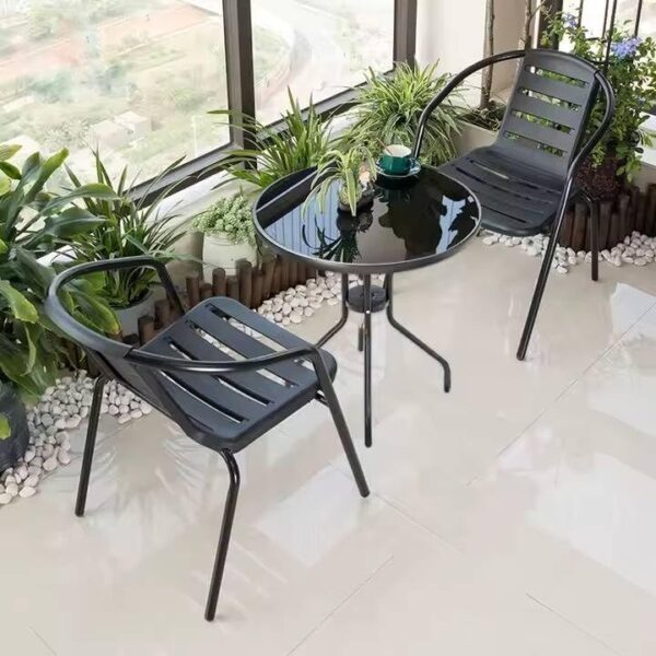Emirates Living Stylish 3-Piece Garden Dining Set: Anthracite & Brown Poly Rattan Patio Furniture – Perfect for Outdoor Dining & Balcony Retreats - Image 6