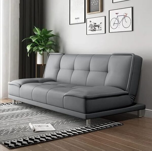 Emirates Living Small family living room folding apartment study office lunch break Velvet sofa multi-function sofa bed (Light Grey)
