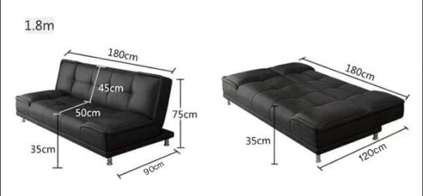 Emirates Living Small family living room folding apartment study office lunch break Velvet sofa multi-function sofa bed (Light Grey) - Image 2