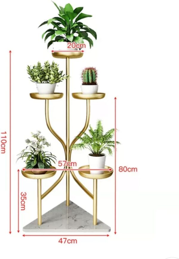 Emirates Living Light Luxury Wrought Iron Flower Stand - Floor-Standing Marble Plant Display Stand for Living Room, Multi-Layer Minimalist Flower Pot Stand, Elegant Indoor Décor - Image 3