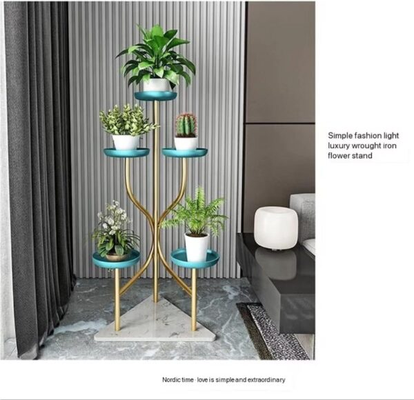 Emirates Living Light Luxury Wrought Iron Flower Stand - Floor-Standing Marble Plant Display Stand for Living Room, Multi-Layer Minimalist Flower Pot Stand, Elegant Indoor Décor - Image 4